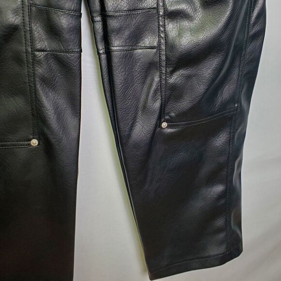 Avec Les Filles Black Faux Leather Barrel Leg Pants Size 4 - Picture 6 of 8